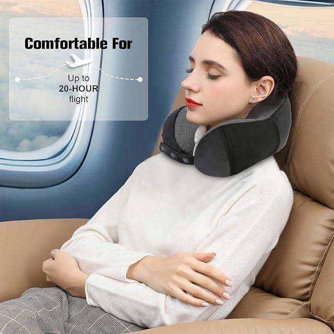 Neck Pillow for Traveling, Travel Pillows for Airplanes, 100% Pure Memory Foam - Image 7