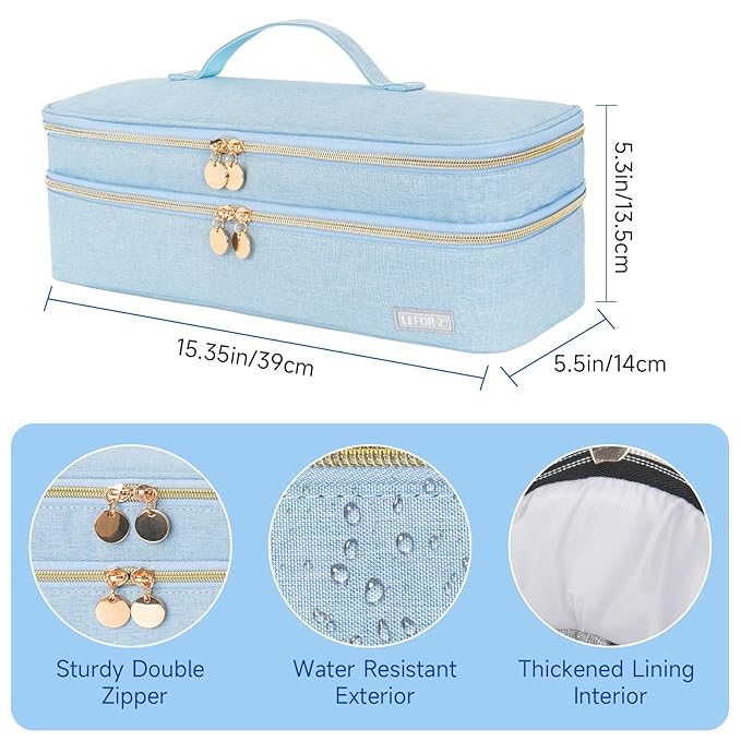 Travel Carrying Case Compatible with Revlon One-Step/Lange Hair Dryer Brush/Volumizer/Styler/Hot Tools,Portable Storage Organizer Bag Compatible with Shark FlexStyle/Dyson Airwrap Styler,Blue