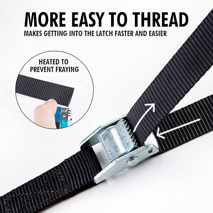 Cartman 1" x 12' Lashing Straps Cargo Tie-Down Strap Up to 600lbs, 12pk in - Image 3