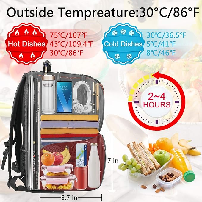 VECKUSON Lunch Bag Backpack, Insulated Cooler Lunch Box, Extra Large 17.3 inch - Image 4
