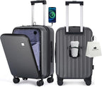 BISON DENIM 20 Inch Carry On Luggage, PC Lightweight Hardside Expandable by BISONDENIM