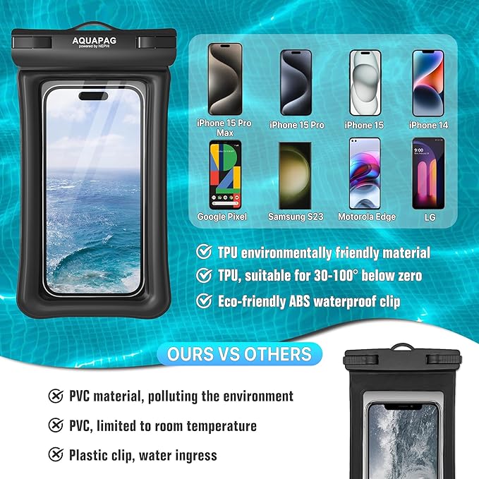 NEPHI IP68 Waterproof Phone Pouch 2 Pack-Up to 7.0"，Adjustable Neck Lanyard - Image 6