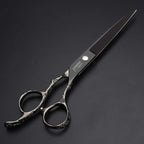 6/7/8-Inch Professional Hair Scissors Haircut Rose Pattern Hair Scissors Styling Tools Japanese Stainless Steel Scissor Set (7-inch cutting scissors-B)