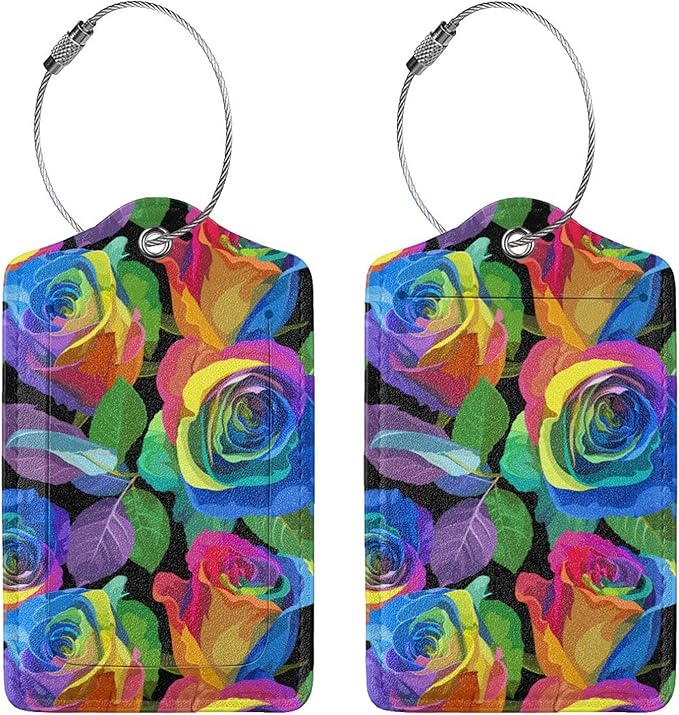 Rainbow Rose Flowers Luggage Tag - Image 3