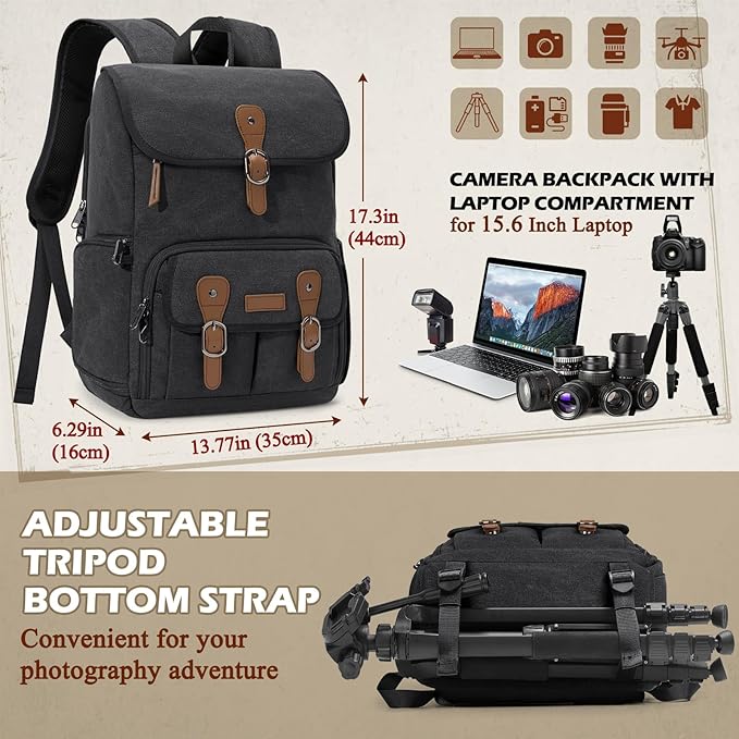 RAINSMORE Camera Bag Backpack for DSLR/SLR Mirrorless 15.6 Inch Laptop Camera - Image 5
