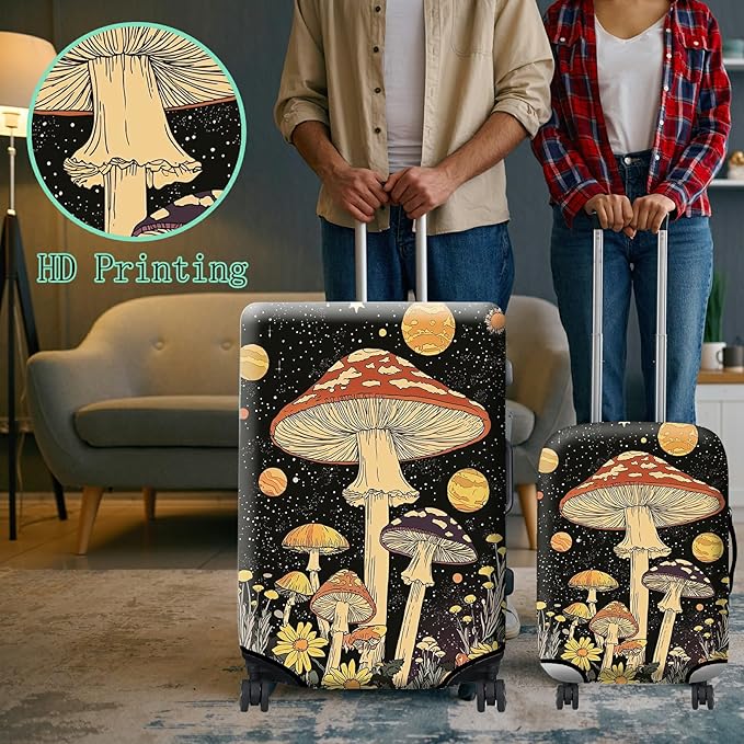 Luggage Cover + Tag, Mushrooms Travel Suitcase Protector - Image 6
