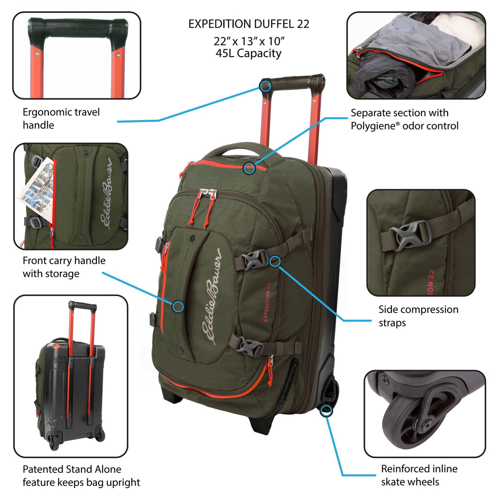 Expedition Rolling Duffel Bag with Wheels (Rust / 22" (Carry-On))