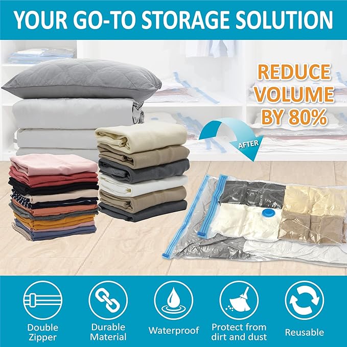 10 Pack Vacuum Storage Bags, Space Saver Bags Compression Storage Bags - Image 2