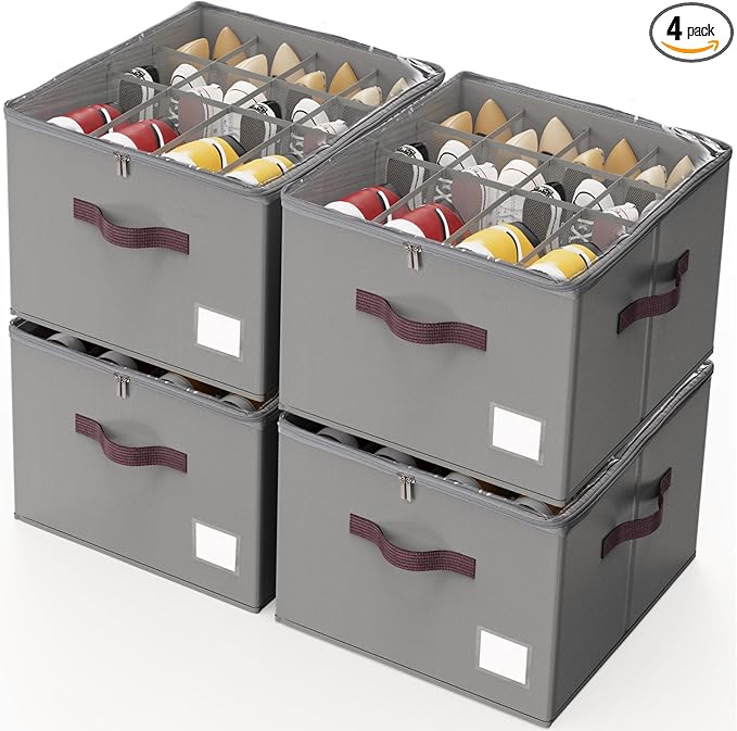 Criusia Shoe Organizer for Closet, 4 Pack Shoe Organizer by Criusia