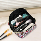 Makeup Organizer Bag, Skulls Rose Flowers Travel Makeup Bags Makeup Vanity Case Large Capacity Rhombus Cosmetic Toiletry Bag for Girl Women Ladies