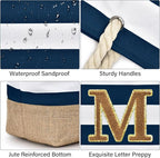 Becokan Beach Bag Initial Beach Tote - Image 2