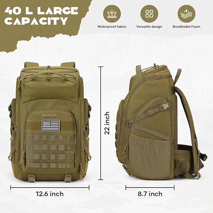 Maelstrom Tactical Backpack for Men, 40L Military Backpack, Water Resistant - Image 4