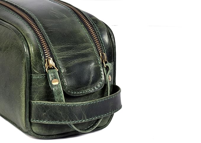 10" Premium Leather Toiletry Travel Pouch - Image 6