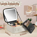 Makeup Travel Train Case with Mirror LED Light 3 Adjustable Brightness Large - Image 3
