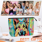 Cosmetic Bags Travel Makeup Toilet Case Waterproof Pouch for Women Girls 6.7X9.45inches - German Shepherd in A Color - Splashed Artistic Background