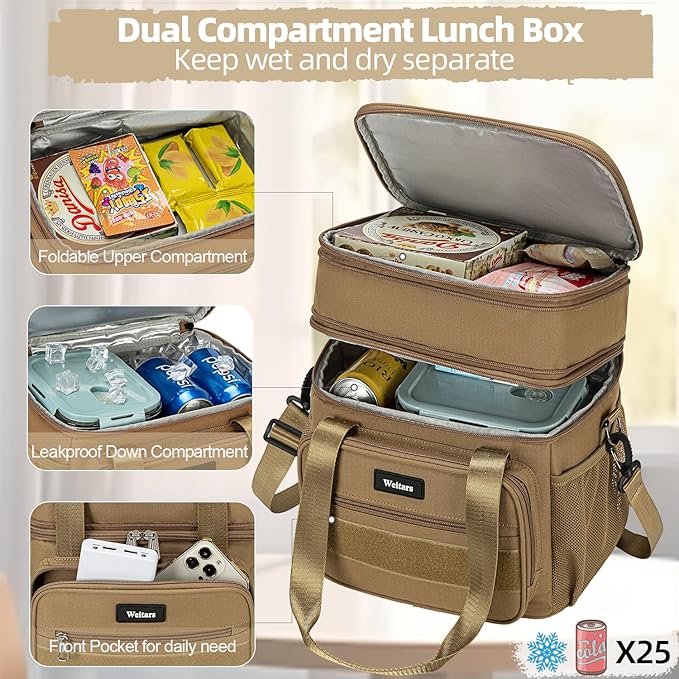 Weitars Lunch Box for Men Women Dual Compartment Lunch Box Heavy Duty Large - Image 3