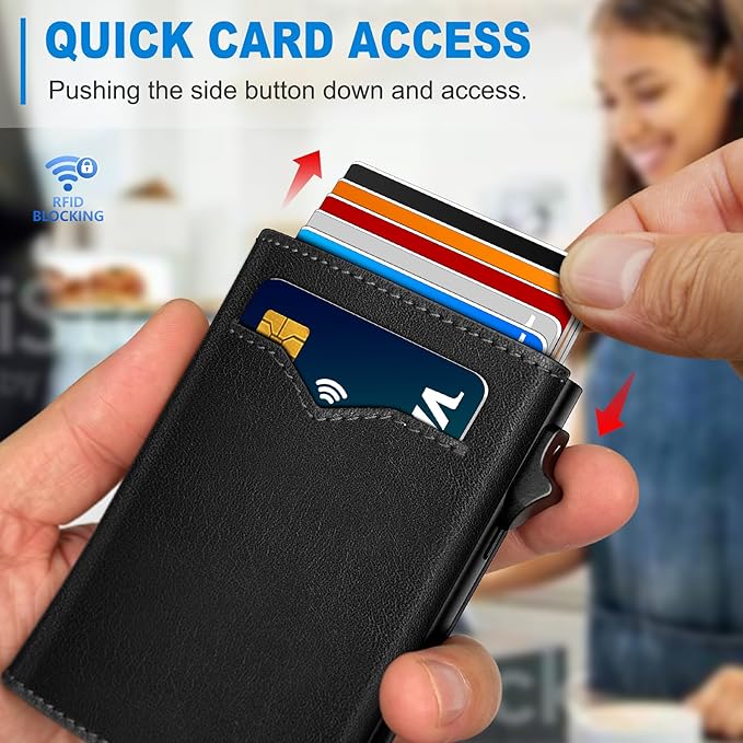 Wallet for Men, with Cash Pocket 2 ID Window 9-13 Cards, Metal Case Smart Slim - Image 5