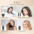 5 in ONE Blow Dryer Brush, Curling Wand Hair Styling Tools Set, Ionic Hot Air Hair Dryer, Massage Oval Hair Dryer, Left&Right Hair Curlers 100-120V