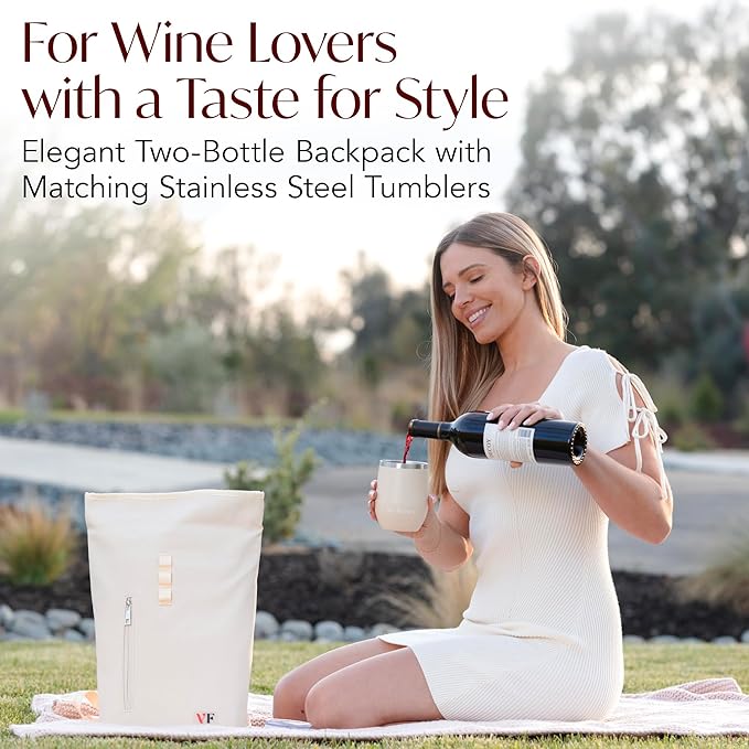 Two Bottle Rolltop Wine Tote Bag – Stylish PU Leather Wine Backpack - Image 2