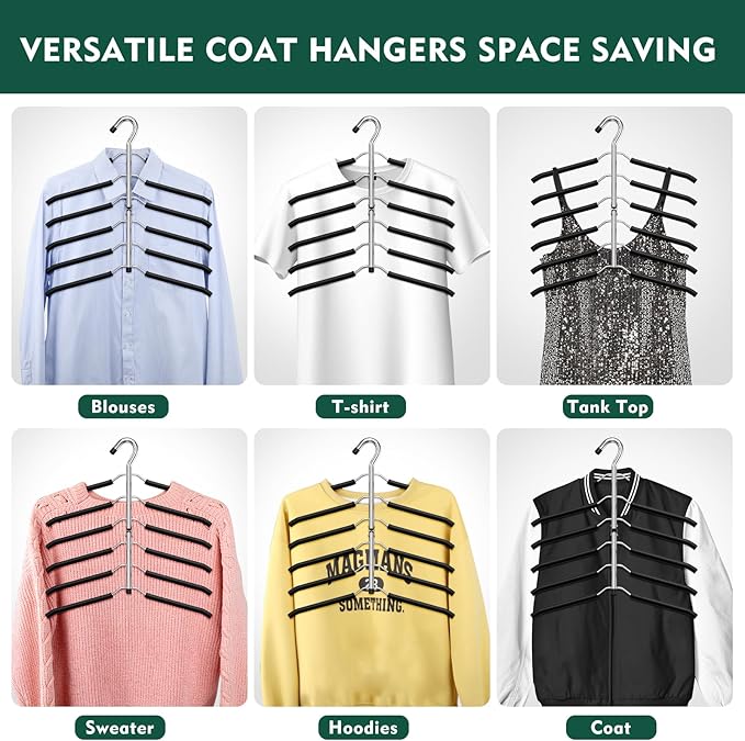 DOIOWN Clothes Hangers Space Saving: 6 Tier Coat Hanger Space Saving Hangers - Image 7