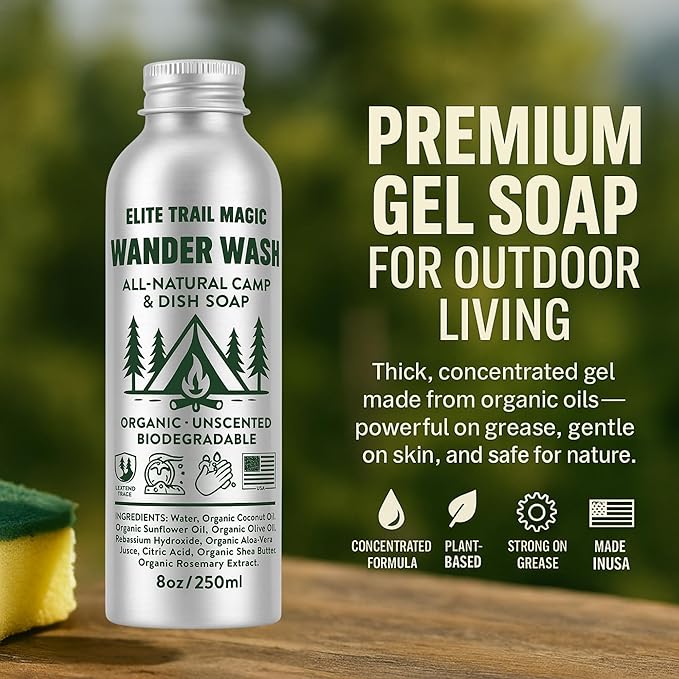 Wander Wash -Biodegradable Camp & Dish Soap Unscented | Made in USA | Organic - Image 2