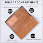 VISOUL Mens Large Long Leather Checkbook Bifold Wallet - Image 2