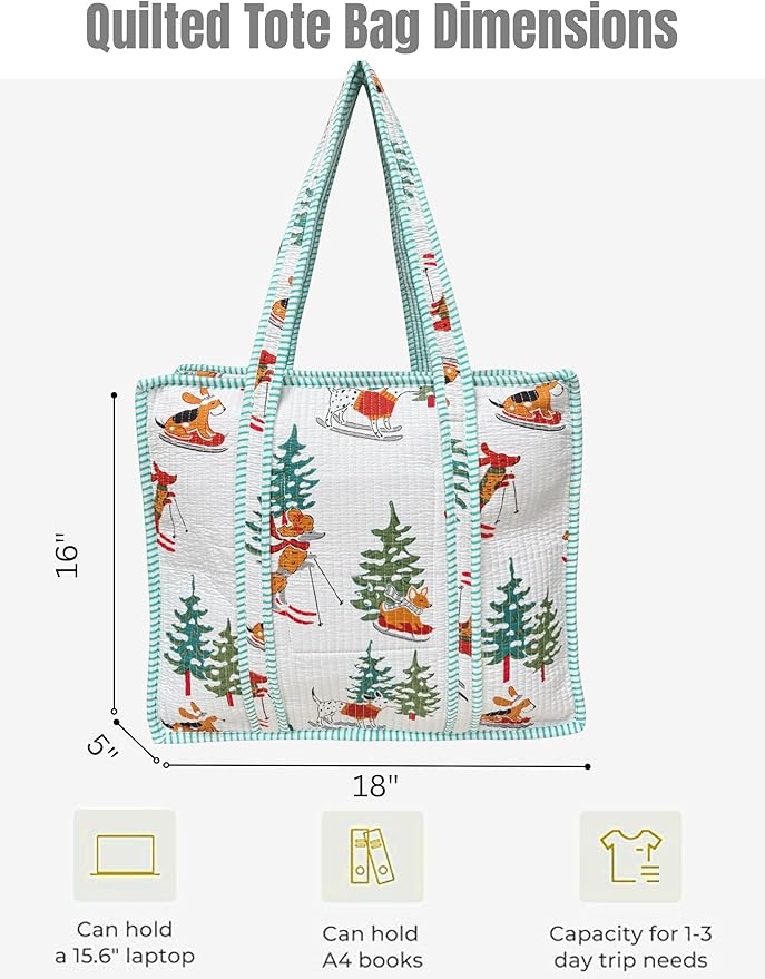Cotton Quilted Tote Bag for Women – Large Beach & Travel Tote - Image 5
