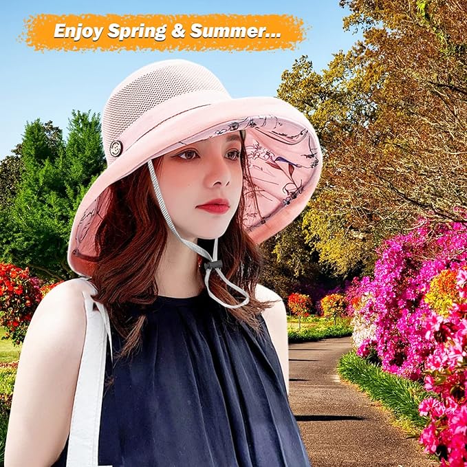 Women Wide Brim Sun Hats Metal Wired Edge Summer UV Protection Beach Fishing Hat - Image 6