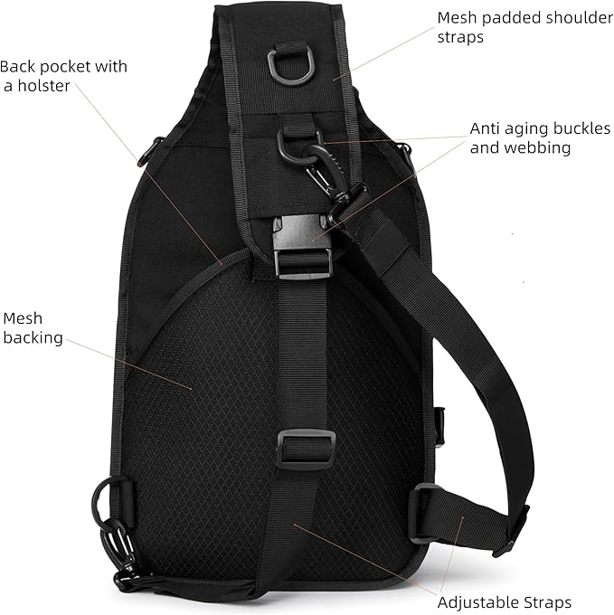 15L Tactical Crossbody Sling Bag | Everyday One Shoulder Backpack Fit 12 Inch - Image 5
