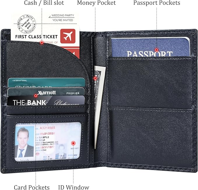 Polare Full Grain Leather Passport Holder RFID Blocking Travel Bifold Wallet - Image 4