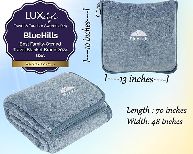 BlueHills Premium Soft Long Travel Blanket Pillow - Image 3
