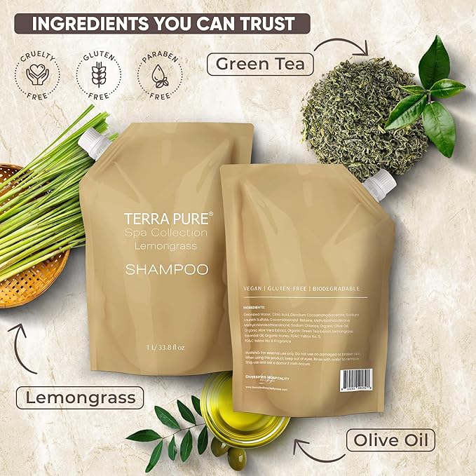 Terra Pure Spa Collection 1 Liter Shampoo Refill Bag - Image 4