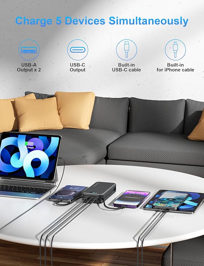 Portable Charger with Wall Plug, 20000mAh USB C Power Bank Fast Charging - Image 7
