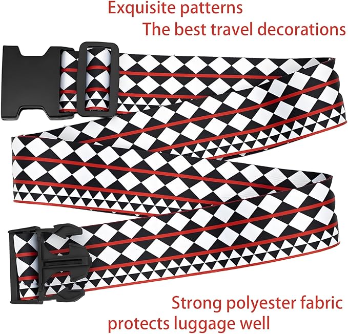 Geometric Arts Luggage Straps for Suitcases, Adjustable Luggage Travel Belt to - Image 4