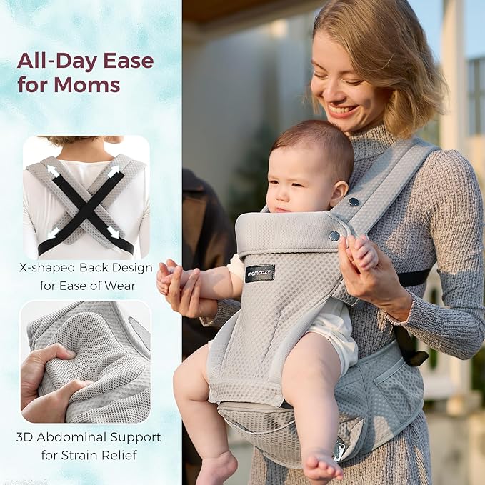 Momcozy Baby Carrier with Hip Seat, 2-in-1 Forward-Facing Carry - Image 6