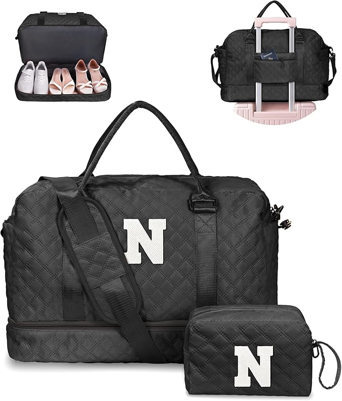 Gifts for Her-Duffle Bag with Shoe Compartment, Personalized Weekender Bag by Vogewood