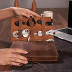 HARDISTON Custom Genuine Leather Electronic Cable Organizer Bag Handmade Travel - Image 5