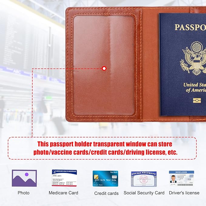 TIGARI Passport Holder for Travel Women Men, PU Leather Passport Wallet Cover - Image 2