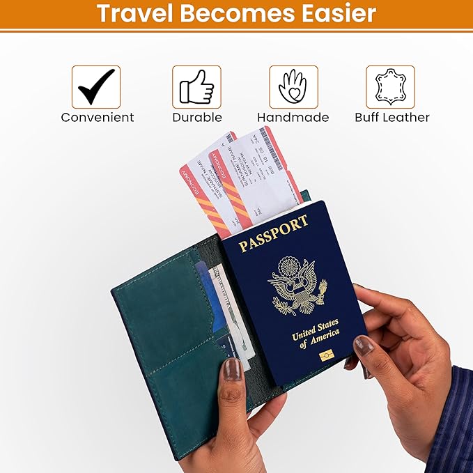 LEATHER VILLAGE Leather Passport Holder Cover – Travel Wallet - Image 4