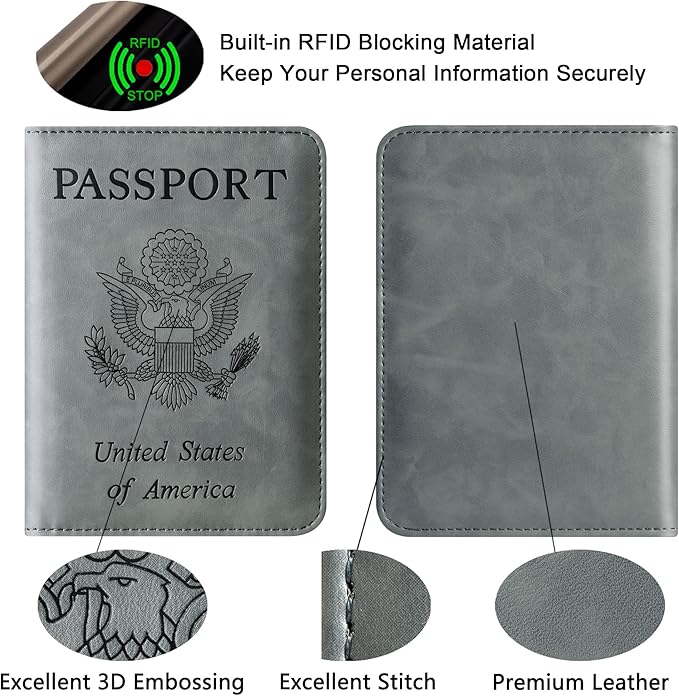 Passport Holder Cover Wallet Travel Essentials Leather Rfid Blocking Case - Image 5