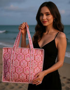 Cotton Quilted Tote Bag for Women – Large Beach & Travel Tote - Image 7