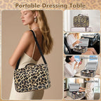 Large Travel Makeup Bag with LED Mirror, 3-Color Stepless Dimming Stand Mirror - Image 7