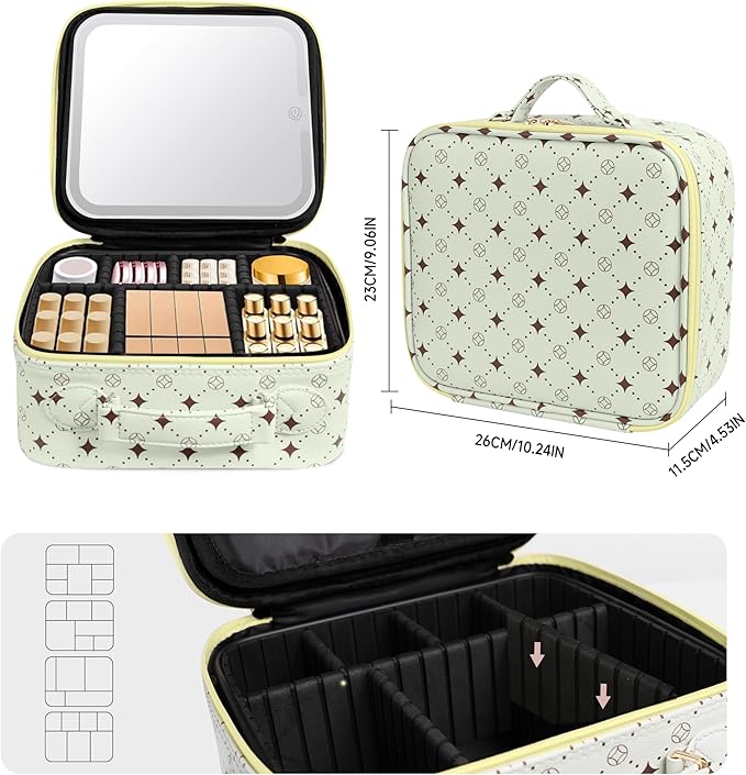 Travel Makeup Bag With 360° rotating LED Mirror, Waterproof cosmetic organizer - Image 6