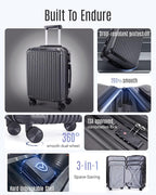 LIGHT FLIGHT Luggage Sets, Durable Hard Shell 3 Piece Set Suitcase - Image 3
