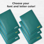 Personalized Monogrammed Teal Leather RFID Passport Wallet - Image 3