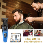 KEMEI 1669 Beard Trimmer for Men, Cordless Hair Trimmers with LED Display, 9000 RPM Hair Clippers for Barber with Charging Base, DLC Coated T-Blade
