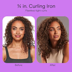 Conair Double Ceramic ¾-Inch Curling Iron with Claw Clip, ¾-Inch Barrel Creates Tight Curls, Hair Curler for Use on Short, Medium, & Long Hair, White/Rose Gold