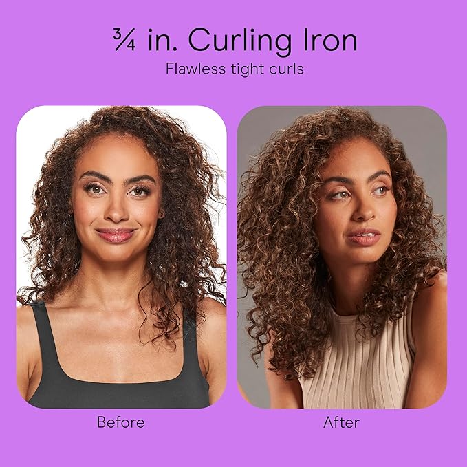Conair Double Ceramic ¾-Inch Curling Iron, ¾-Inch Barrel Creates Tight Curls, Hair Curler for Use on Short, Medium, & Long Hair, White/Rose Gold