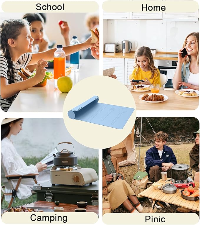 Utensil Box, Tableware Silicone Portable Box Silverware mat, Suitable - Image 8