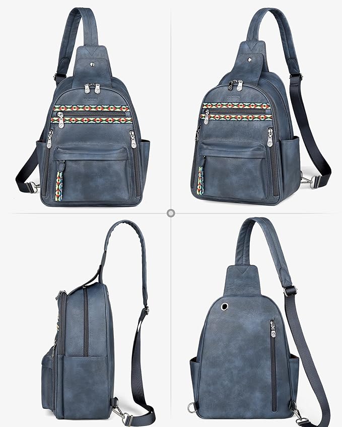 FADEON Large Sling Bag for Women, Leather Crossbody Purse Designer Anti Theft - Image 8